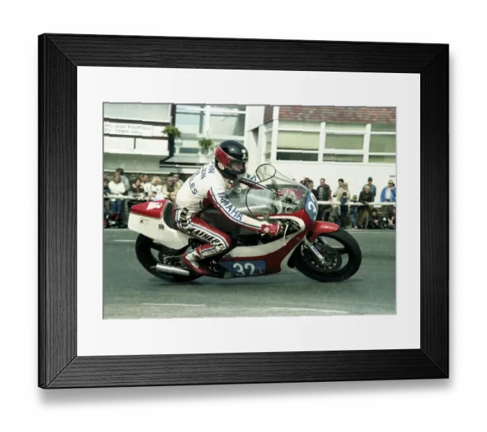Framed Print : Pete Cook (Yamaha) 1983 Junior Manx Grand Prix