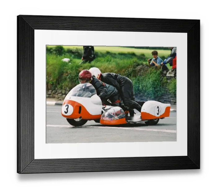 Framed Print : Eddy Toombs & Bob Dowty (BMW) 1994 Pre-TT Classic