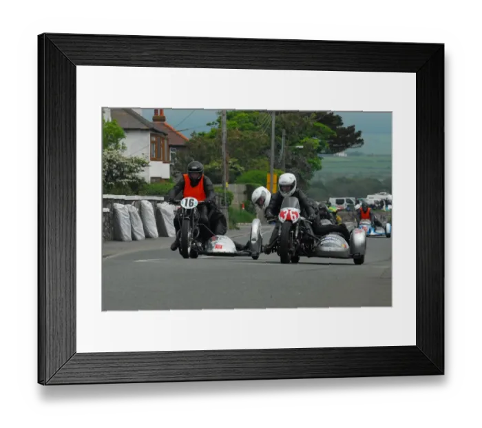 Framed Print : Adrian Dedman & Theresa Langford (Norton) and Anja Brs & Diana Bouman (Triumph) 2014 Pre TT Classic Framed Print : Adrian Dedman & Theresa Langford (Norton) and Anja Brs & Diana Bouman (Triumph) 2014 Pre TT Classic