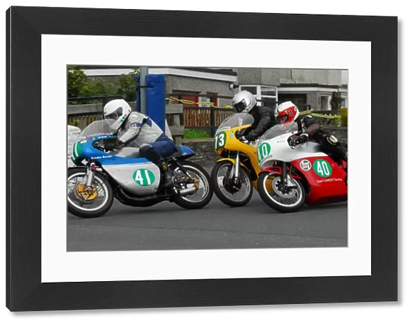Les Trotter (Crooks Suzuki) Bob Millinship (Ducati) Barry Davidson (Honda) 2014 Pre TT Classic