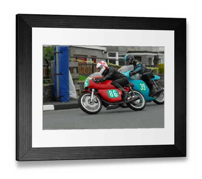 Framed Print : Ted Fenwick (Ducati) & Geoff Bates (Bates Honda) 2014 Pre TT Classic