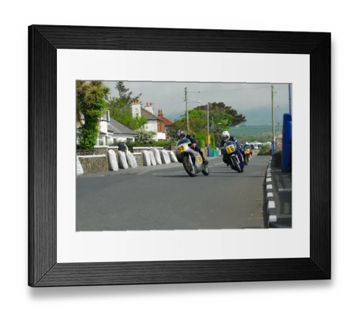 Framed Print : David Hobb (Norton) leads Alan Bud Jackson (Norton) 2014 Pre TT Classic