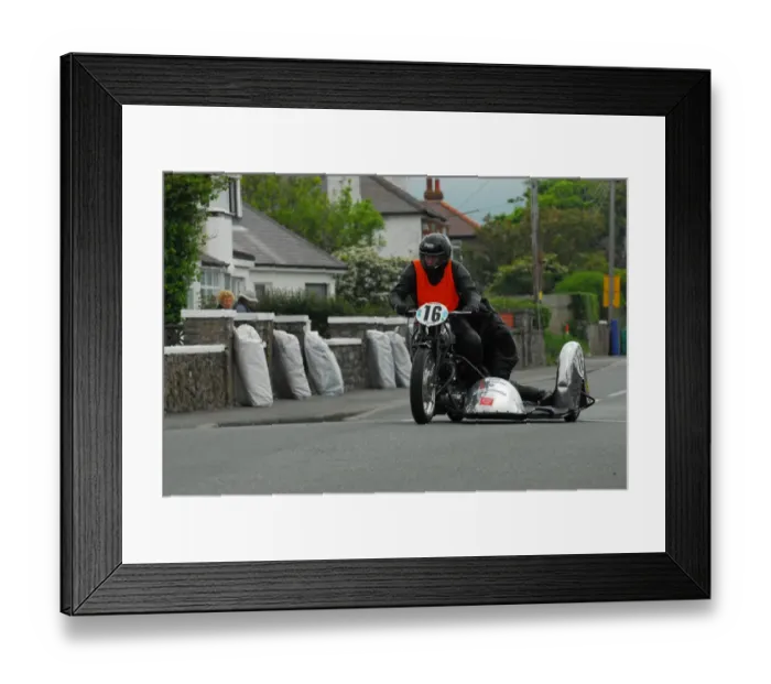 Framed Print : Adrian Dedman & Theresa Langford (Norton) 2014 Pre TT Classic Framed Print : Adrian Dedman & Theresa Langford (Norton) 2014 Pre TT Classic