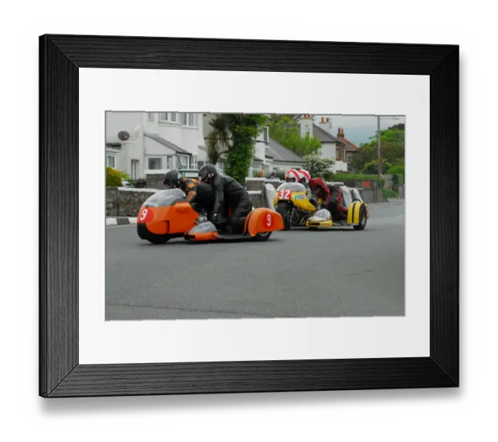Framed Print : Eddy Wright & Dean Kilkenny (BMW) and Kerry Williams & Billy Weston (BLR Honda) 2014 Pre TT Classic Framed Print : Eddy Wright & Dean Kilkenny (BMW) and Kerry Williams & Billy Weston (BLR Honda) 2014 Pre TT Classic