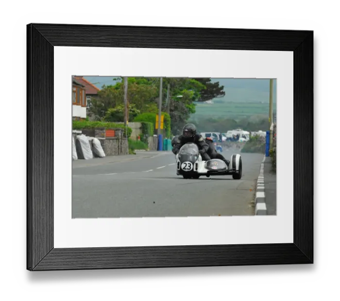 Framed Print : Steve Dehoux & Viviane Groetembrill (Windle Triumph) 2014 Pre TT Classic Framed Print : Steve Dehoux & Viviane Groetembrill (Windle Triumph) 2014 Pre TT Classic