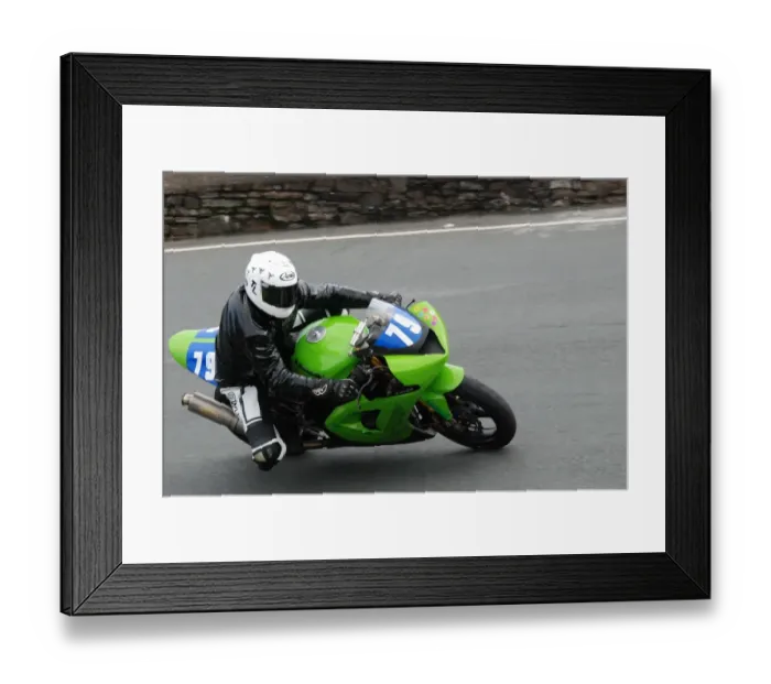 Framed Print : Tony Limer (Kawasaki) 2011 Junior Manx Grand Prix