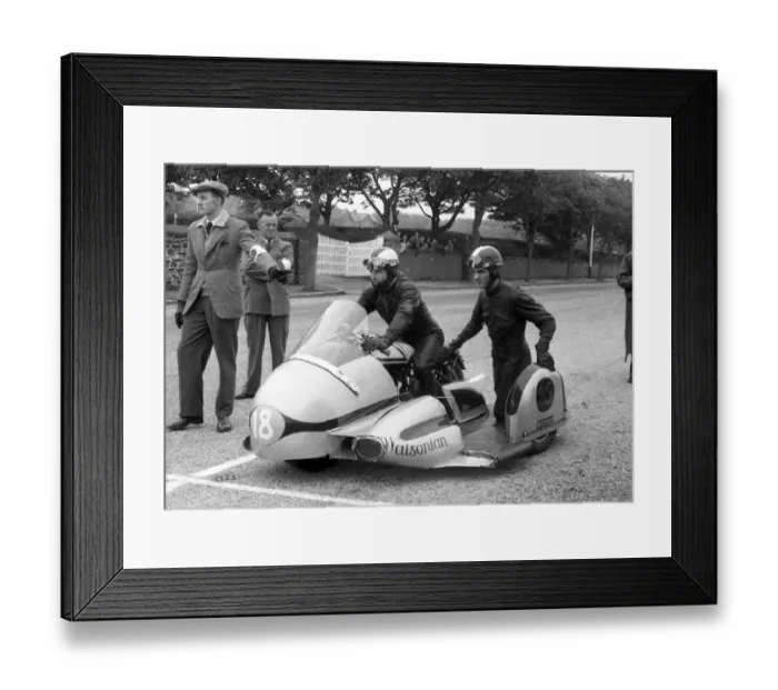 Framed Print : Bill Boddice & Wally Storr (Norton Watsonian) 1955 Sidecar TT Framed Print : Bill Boddice & Wally Storr (Norton Watsonian) 1955 Sidecar TT