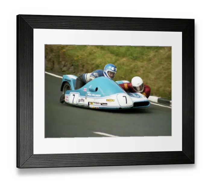 Framed Print : Nigel Rollason & Colin Bairnson (Barton Phoenix) 1984 Sidecar TT