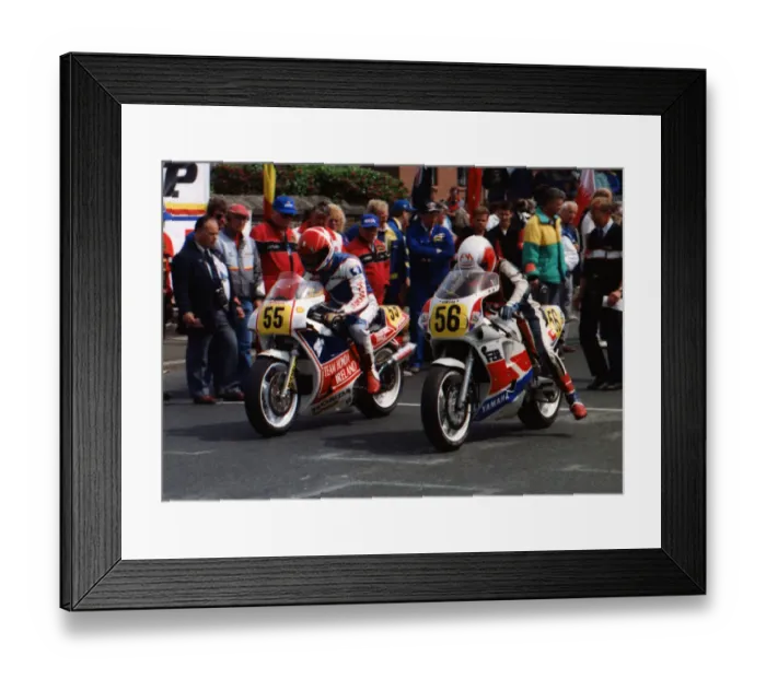 Framed Print : Eric Galbraith (Honda) & Derek Chatterton (Yamaha) 1989 Senior TT Framed Print : Eric Galbraith (Honda) & Derek Chatterton (Yamaha) 1989 Senior TT