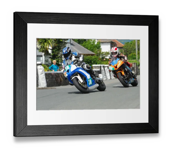 Framed Print : Stephen McKnight (Suzuki) and Sam Dunlop (Kawasaki) 2012 Southern 100 Framed Print : Stephen McKnight (Suzuki) and Sam Dunlop (Kawasaki) 2012 Southern 100
