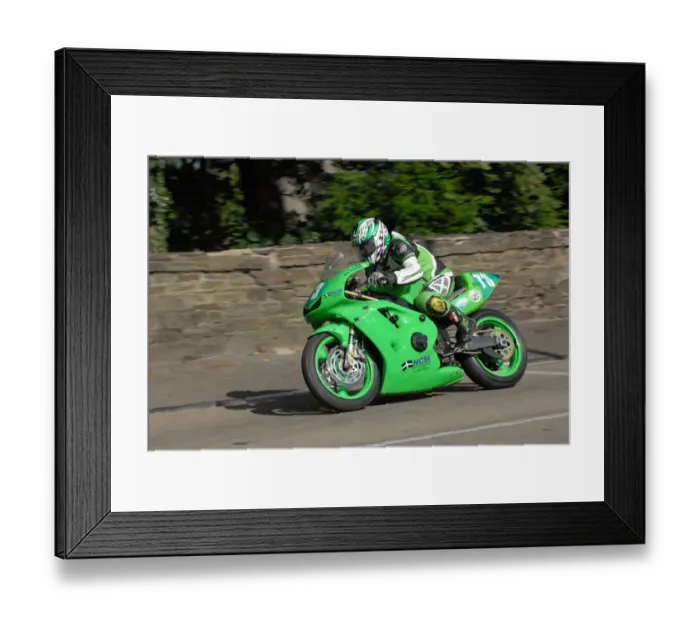 Framed Print : Max Faulkner (Kawasaki) 2009 Ultra Lightweight Manx Grand Prix