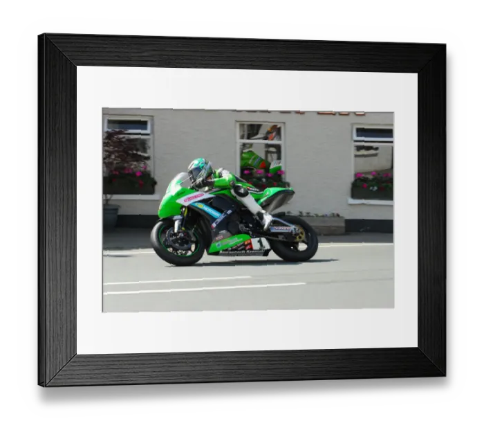 Framed Print : James Hillier (KMR Kawasaki) 2013 Lightweight TT holder
