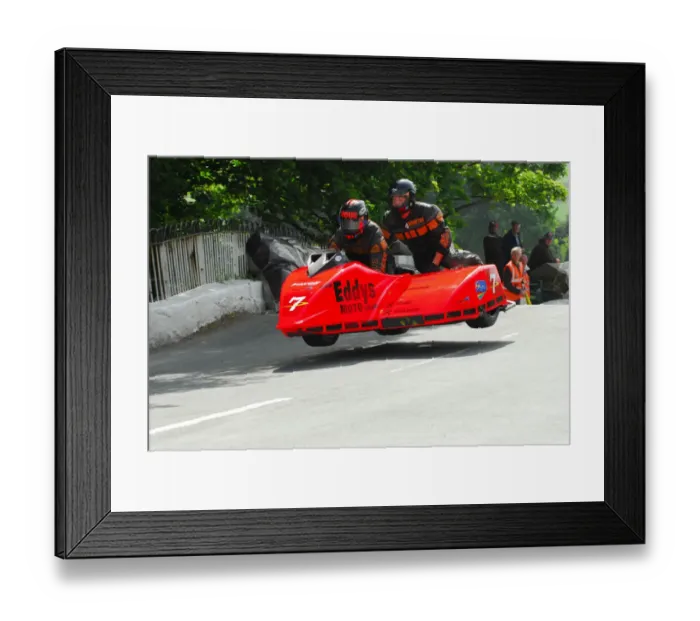 Framed Print : Douglas Wright & Martin Hull (Baker Honda) 2012 Sidecar TT