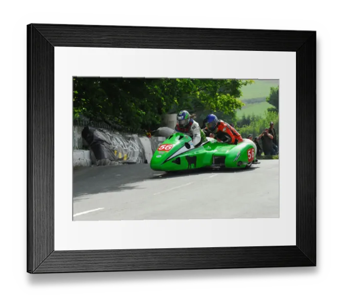 Framed Print : Claude Montagnier & Laurent Seyeux (Kawasaki) 2012 Sidecar TT