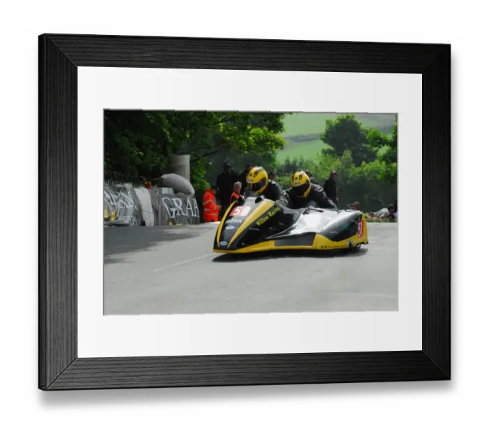 Framed Print : Dave Saunders & Grace Bradbury (KCR Suzuki) 2012 Sidecar TT