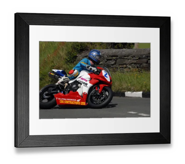 Framed Print : Ryan Kneen (Honda) 2009 Jurby Road