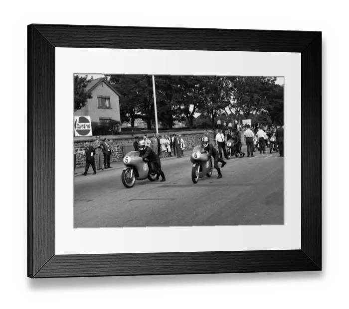 Framed Print : Mick Collins (AJS, 6) and Chris Clarke (Seeley) 1969 Junior Manx Grand Prix Framed Print : Mick Collins (AJS, 6) and Chris Clarke (Seeley) 1969 Junior Manx Grand Prix