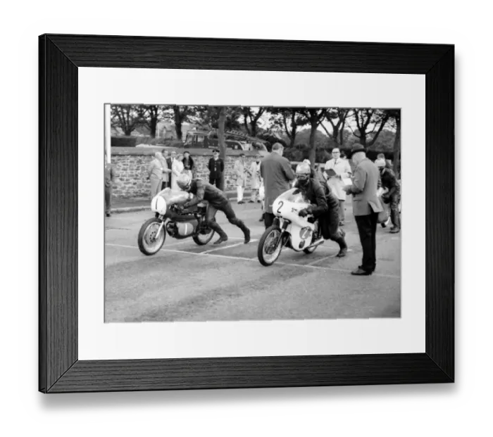 Framed Print : Thomas Irvine (Aermacchi) and Jan Strijbis (Honda) 1966 Lightweight Manx Grand Prix Framed Print : Thomas Irvine (Aermacchi) and Jan Strijbis (Honda) 1966 Lightweight Manx Grand Prix