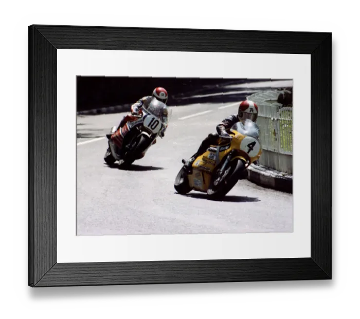 Framed Print : Tony Rutter (Yamaha) & Alan Jackson (Yoshimura Suzuki) 1981 Classic TT Framed Print : Tony Rutter (Yamaha) & Alan Jackson (Yoshimura Suzuki) 1981 Classic TT
