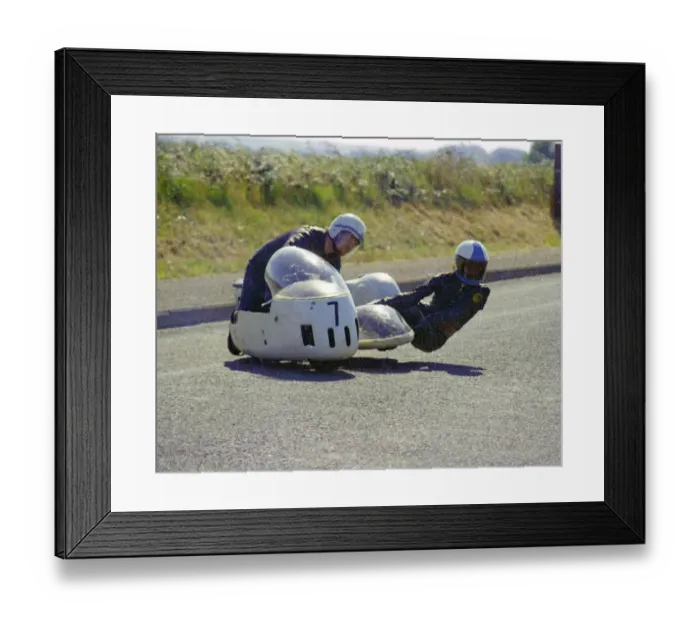 Framed Print : Eddie Moore & Peter Cain (BSA) 1976 Jurby Road Framed Print : Eddie Moore & Peter Cain (BSA) 1976 Jurby Road