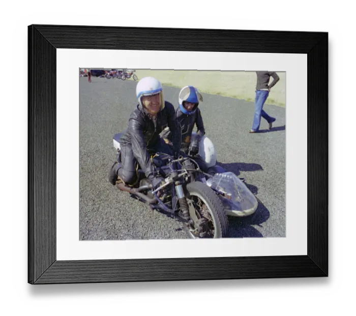 Framed Print : Eddie Moore & Peter Cain (Rumble BSA) 1976 Jurby airfield practice day Framed Print : Eddie Moore & Peter Cain (Rumble BSA) 1976 Jurby airfield practice day
