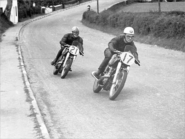 Bob McIntyre and Harold Clark (AJS) 1952 Junior Manx Grand Prix