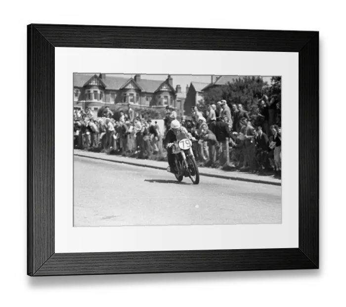 Framed Print : Geoff Duke (Norton) 1950 Junior TT