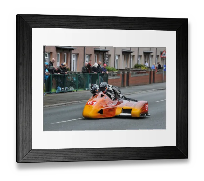Framed Print : Dwight Beare & Noel Beare (LCR Suzuki) 2014 Sidecar TT