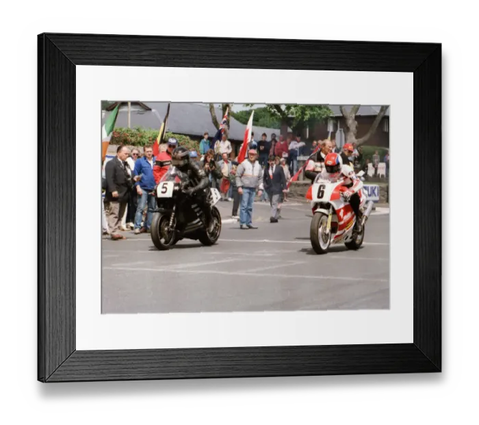 Framed Print : Trevor Nation (Norton) and Steve Hislop (Honda) 1989 Formula One TT Framed Print : Trevor Nation (Norton) and Steve Hislop (Honda) 1989 Formula One TT
