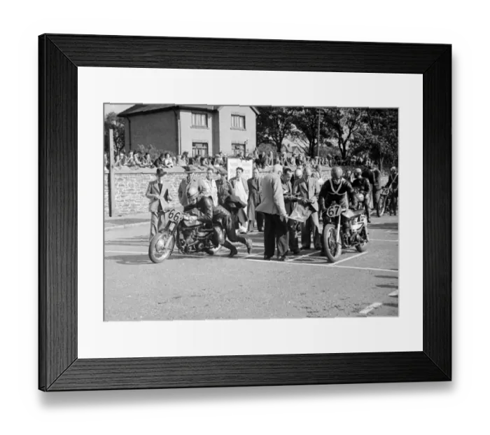 Framed Print : Malcolm Templeton (Norton 66) and G P Clark (Norton 67) 1950 Senior Manx Grand Prix Framed Print : Malcolm Templeton (Norton 66) and G P Clark (Norton 67) 1950 Senior Manx Grand Prix
