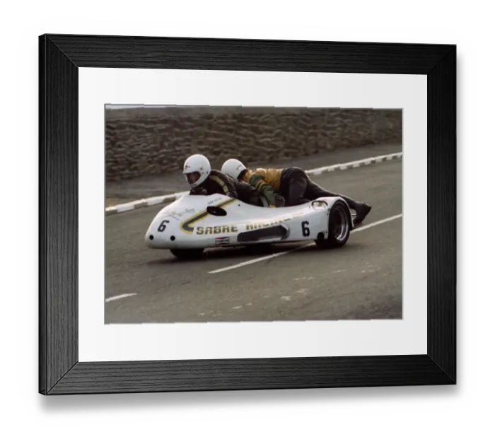 Framed Print : Dave Saville & Simon Birchall (Sabre Yamaha) 1980 Sidecar TT