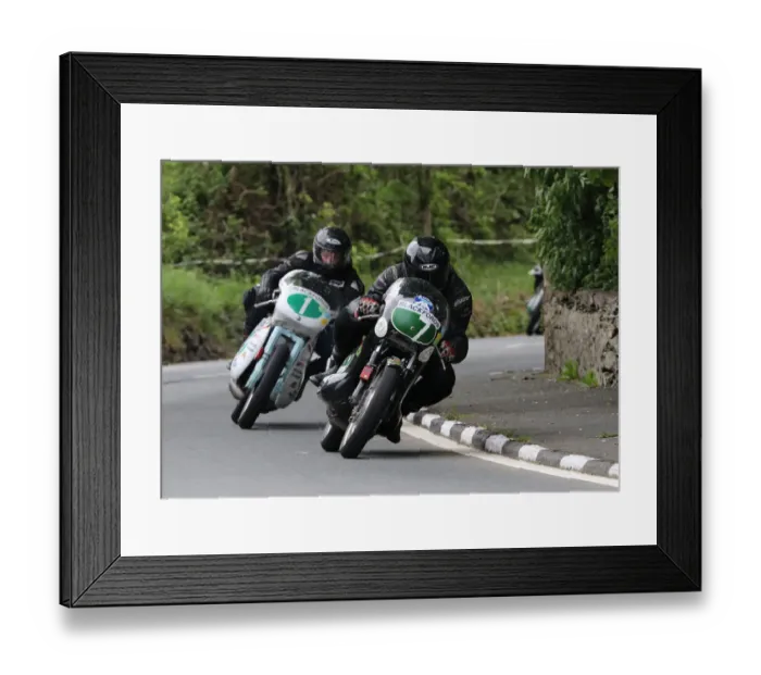 Framed Print : Ewan Hamilton (Suzuki, 7) and Mike Hose (Ariel) 2018 Pre-TT Classic Framed Print : Ewan Hamilton (Suzuki, 7) and Mike Hose (Ariel) 2018 Pre-TT Classic