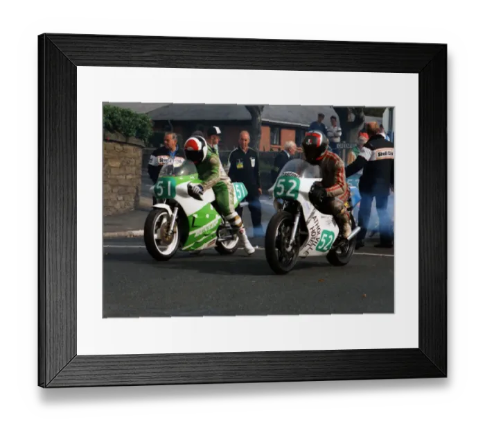 Framed Print : Andrew Griffiths (Armstrong) & Ted Roebuck (Yamaha) 1989 Lightweight Manx Grand Prix