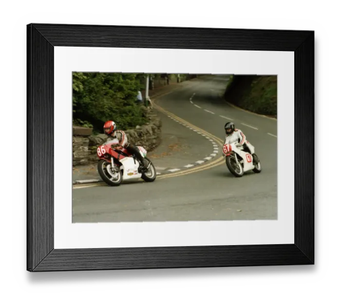 Framed Print : Ian French (Rotax) and John Smythe (Yamaha) 1984 Newcomers Manx Grand Prix Framed Print : Ian French (Rotax) and John Smythe (Yamaha) 1984 Newcomers Manx Grand Prix