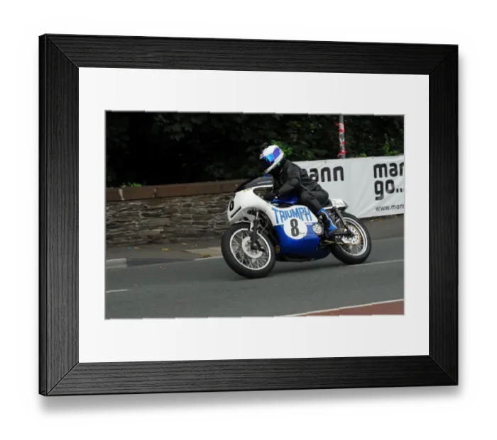 Framed Print : Brian Eastham (Triumph) 2013 Classic TT Parade Lap Framed Print : Brian Eastham (Triumph) 2013 Classic TT Parade Lap
