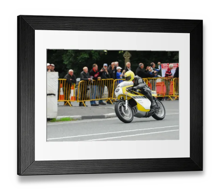 Framed Print : Derek Brindley (Yamaha) 2013 Classic TT Lap of Honour Framed Print : Derek Brindley (Yamaha) 2013 Classic TT Lap of Honour