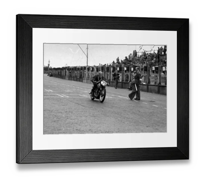 Framed Print : B J Smith (Norton) 1950 Junior Clubman TT
