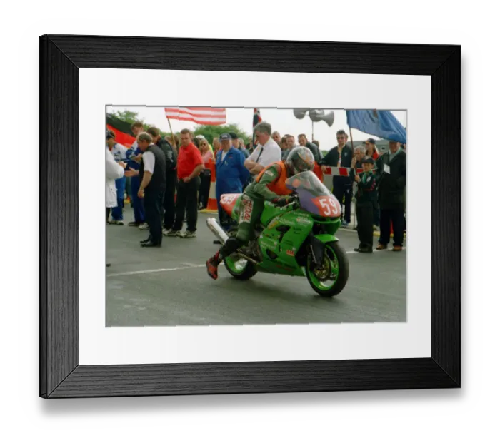 Framed Print : Fabrice Miguet (Kawasaki) 1999 Production TT Framed Print : Fabrice Miguet (Kawasaki) 1999 Production TT