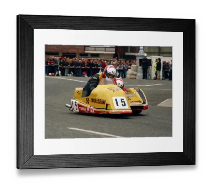 Framed Print : Eric Cornes & Graham Wellington (Ireson Yamaha) 1988 Sidecar TT
