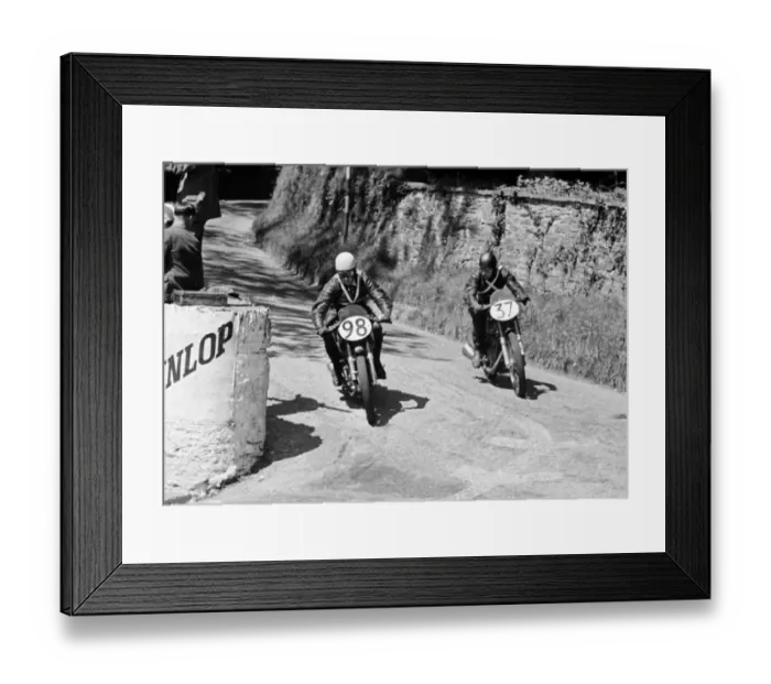 Framed Print : Johnny Lockett (Norton) & Les Dear (AJS) 1949 Junior TT