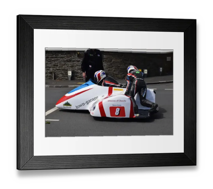 Framed Print : Conrad Harrison & Andrew Winkle (Honda) 2019 Sidecar TT