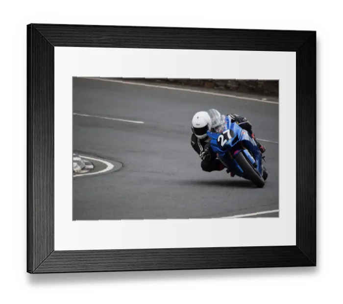 Framed Print : Jason Corcoran (Yamaha) 2018 Junior Manx Grand Prix