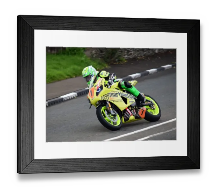 Framed Print : Victor Lopez Santos (Kawasaki) 2018 Lightweight Manx Grand Prix