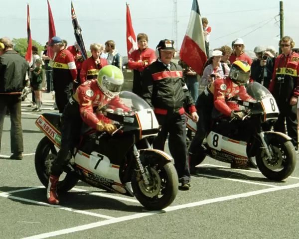 Jim Wells (Kawasaki) and Asa Moyce (Ducati) 1984 Formula One TT