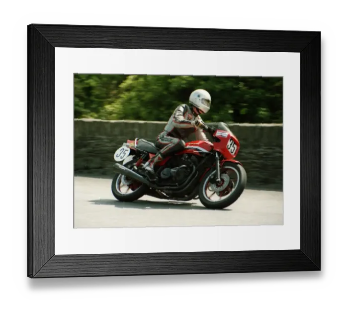Framed Print : Eric Galbraith (Kawasaki) 1984 Formula One TT Framed Print : Eric Galbraith (Kawasaki) 1984 Formula One TT