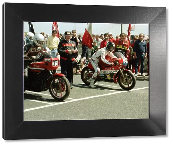 Eric Galbraith (Kawasaki) and Roger Burnett (Ducati-Cagiva) 1984 Formula One TT