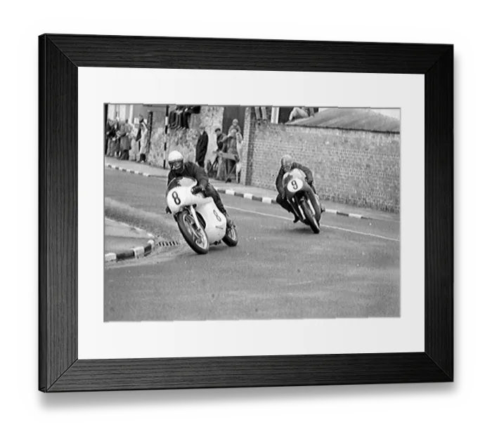 Framed Print : Malcolm Uphill (Norton) and Keith Heckles (Norton) 1965 Senior Manx Grand Prix