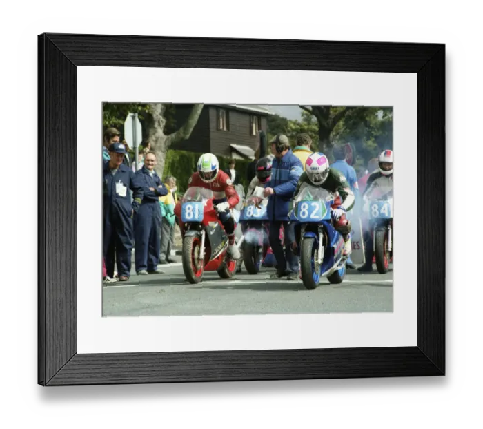 Framed Print : Steve Morris (Kawasaki) & Brian Hogg (Yamaha) 1992 Junior Manx Grand Prix Framed Print : Steve Morris (Kawasaki) & Brian Hogg (Yamaha) 1992 Junior Manx Grand Prix