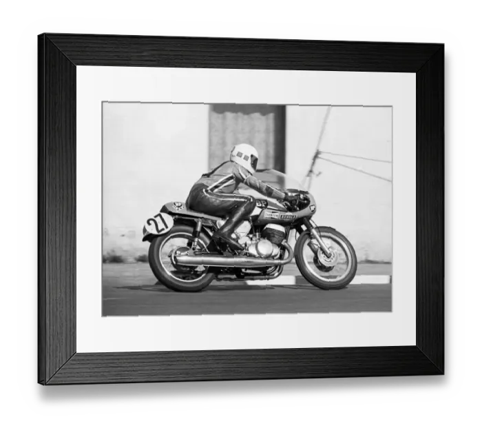 Framed Print : Mick Poxon (Suzuki) 1975 Production TT