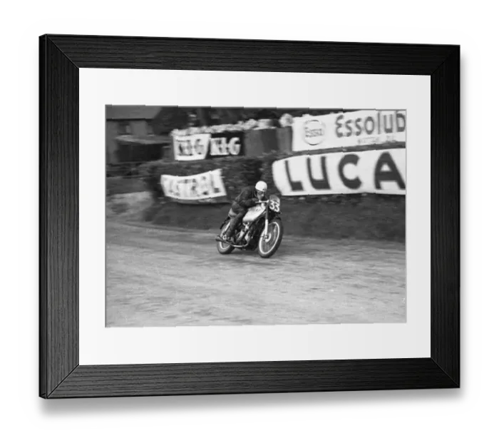 Framed Print : Bill Doran (AJS) 1950 Senior TT practice Framed Print : Bill Doran (AJS) 1950 Senior TT practice